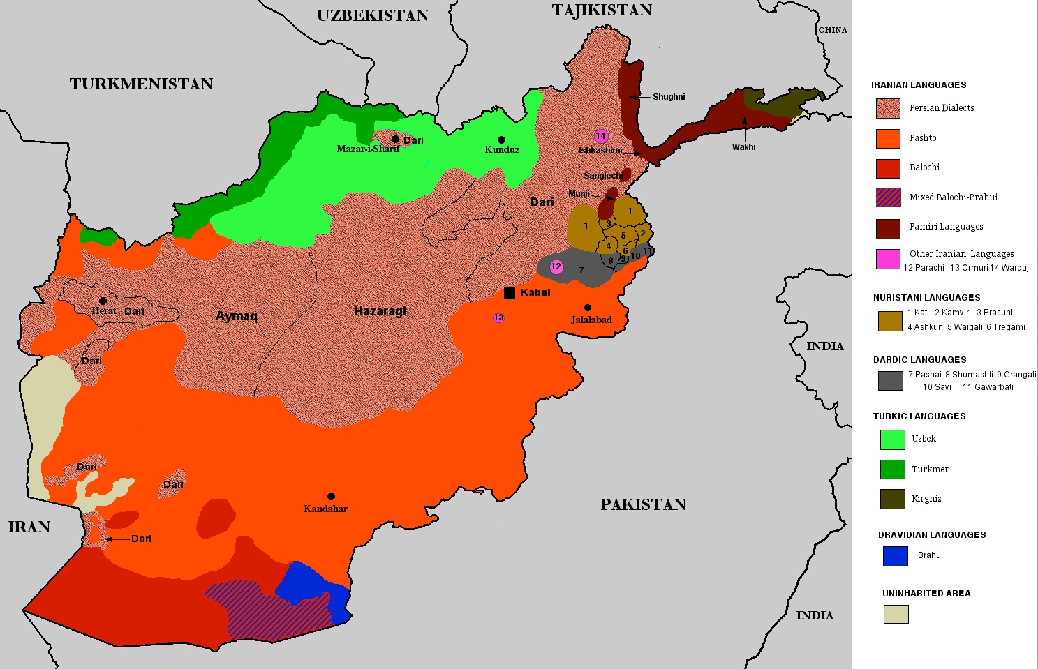 LINGUISTIC MAP OF AFGHANISTAN